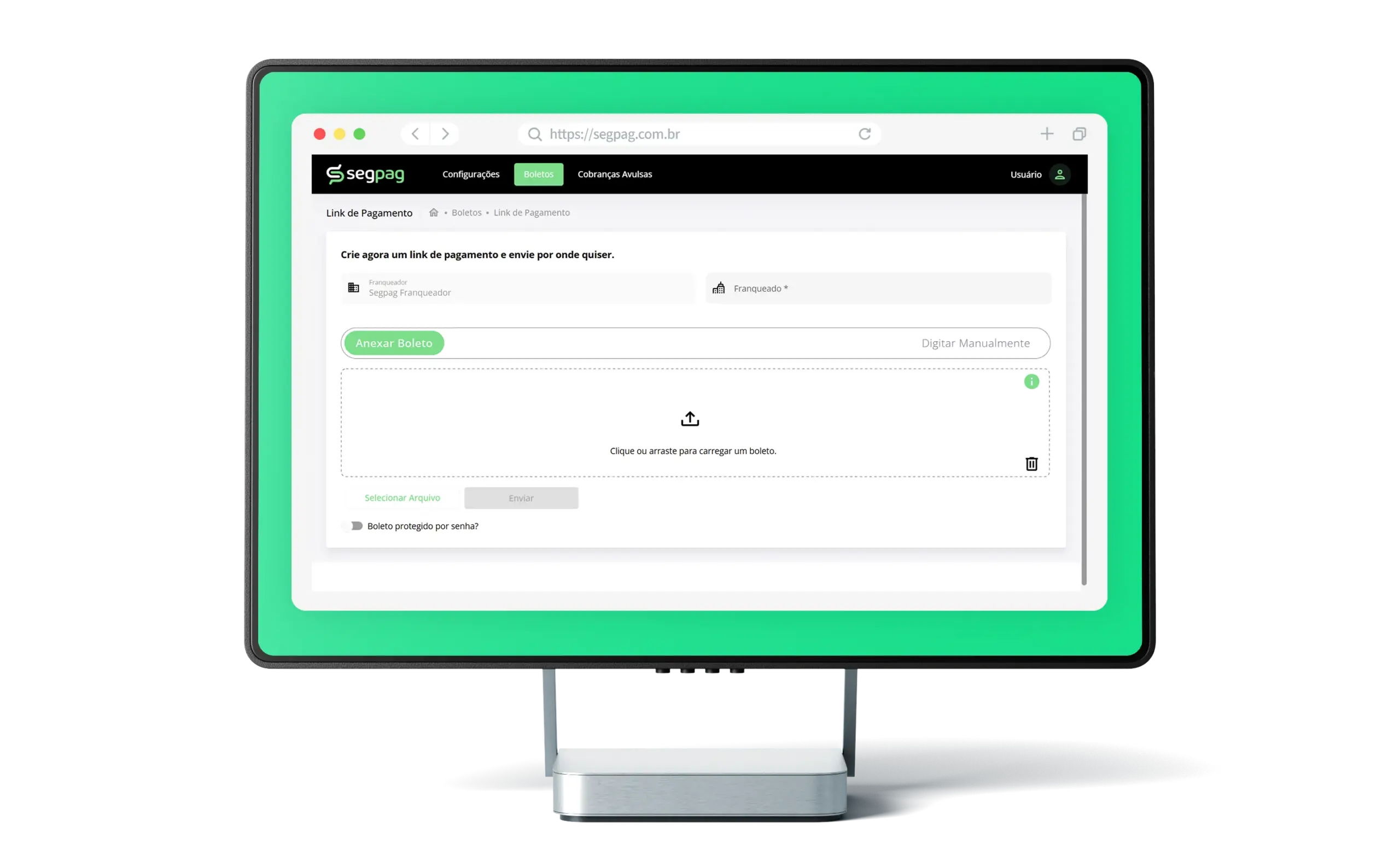 Plataforma da Seg Pag para geração de links de pagamento imobiliário