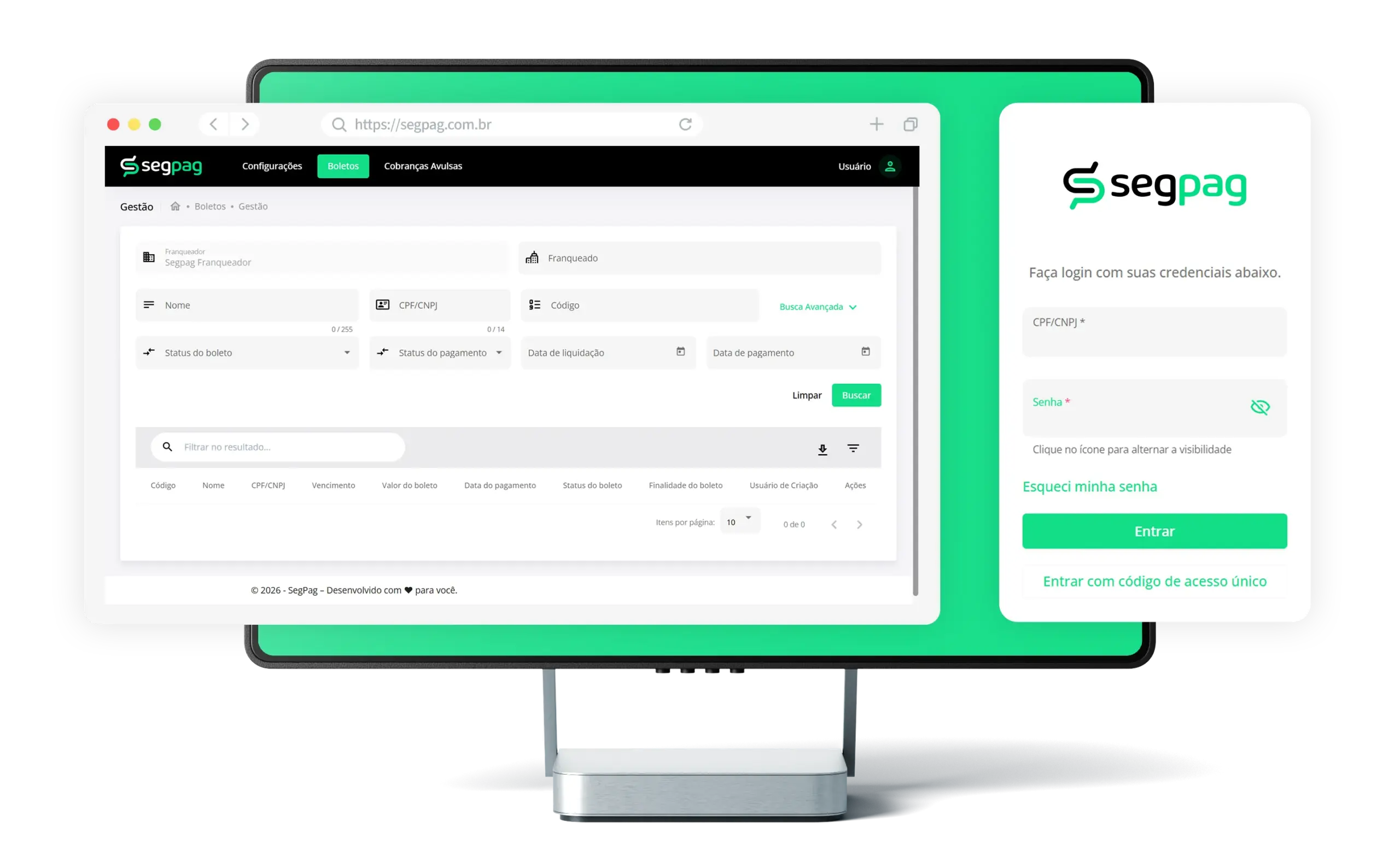 Plataforma da Seg Pag para gestão de pagamentos da imobiliária